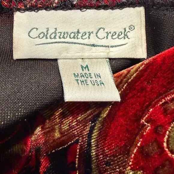 Vintage Coldwater Creek Burgundy Burnout Velvet Floral Top M Y2K Whimsigoth - Picture 6 of 9